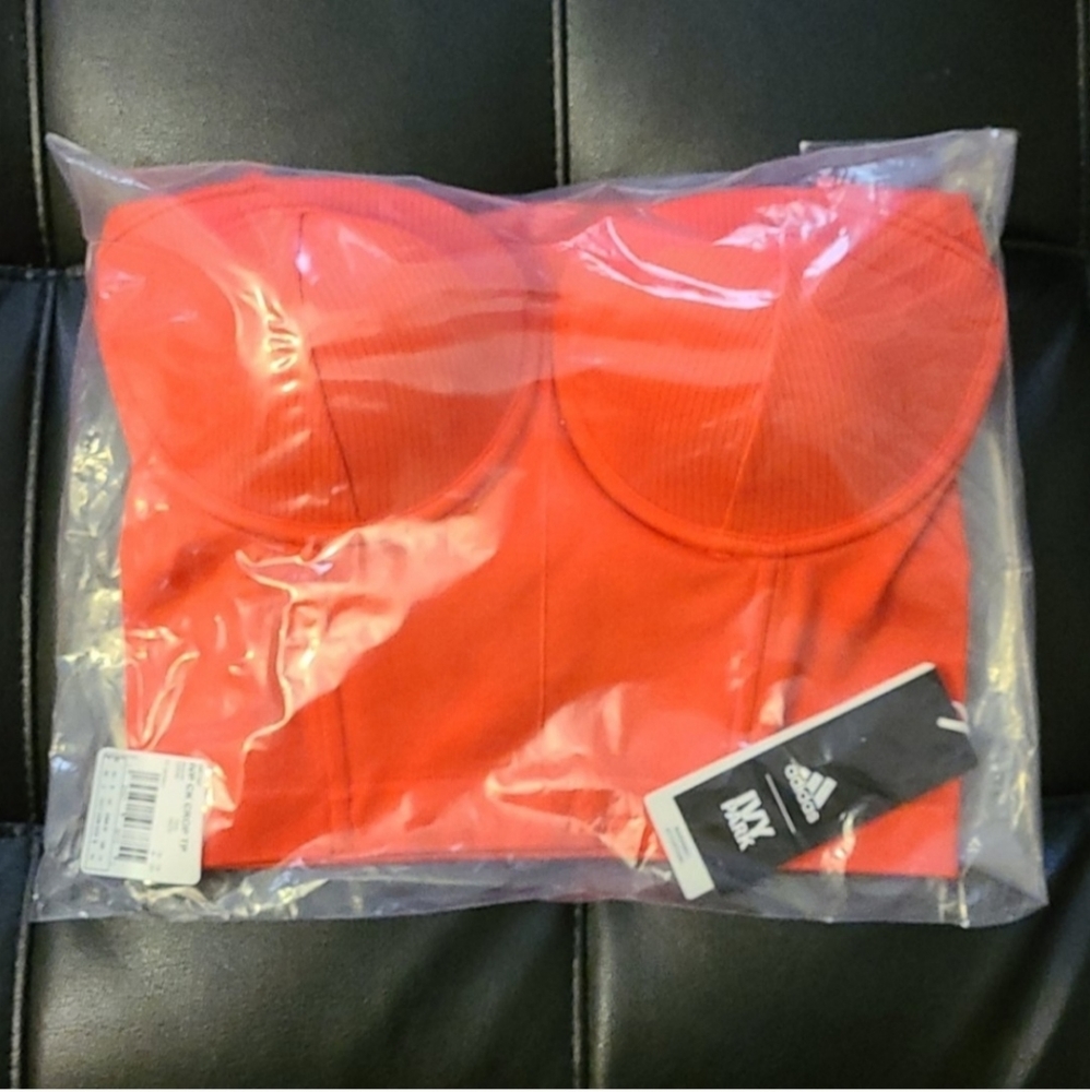adidas x IVY PARK NWT  Circular Knit Crop Top Coral - Picture 6 of 6